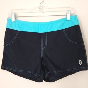 Free Country Women's Black and Aqua Lightweight Versatile Athletic Shorts Sz M